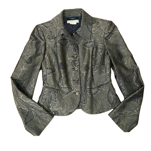 Michael Kors Paisley Jacquard Silk Blend Blazer Brown Green size 6 - Picture 1 of 9